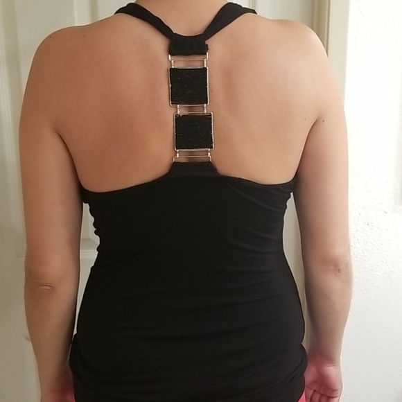 Black Racer Back Tank Top - Picture 2 of 6